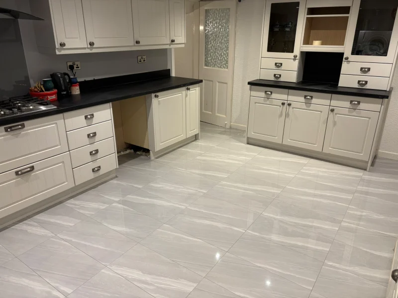 finished kitchen floor tile project